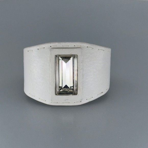 Swarovski White Leather Bracelet with Silver Crystal - Picture 1 of 10